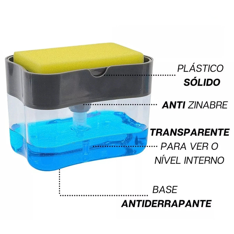 Dispensador De Detergente E Sabão 2 Em 1 Bucha De Suporte