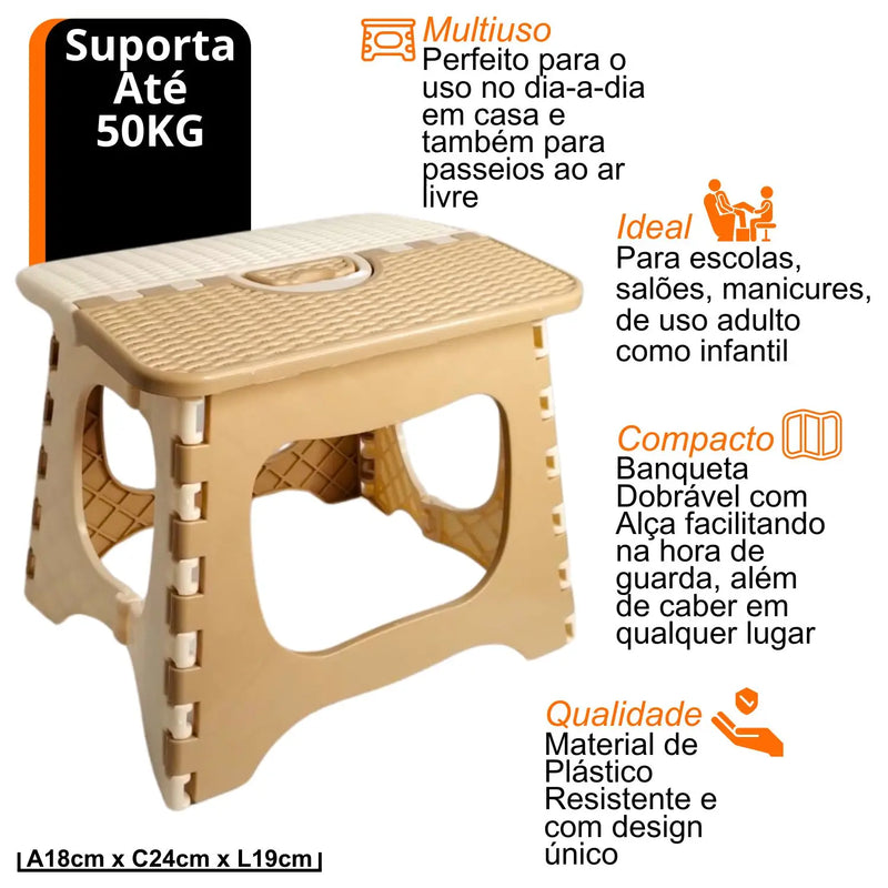 Banqueta Dobrável de Plástico Portátil