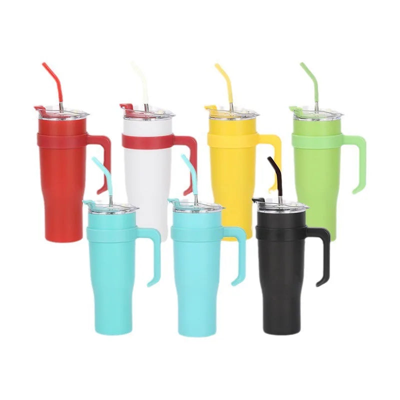 Copo Térmico D/ Aço inoxidável 1200 ml 1,2 litros C/ Alça e Canudo