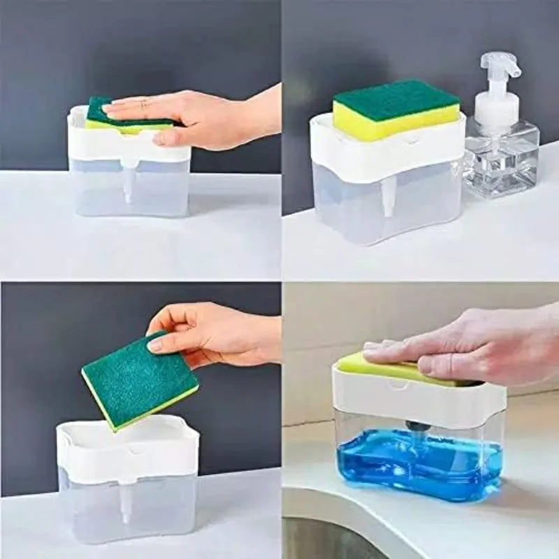 Dispensador De Detergente E Sabão 2 Em 1 Bucha De Suporte