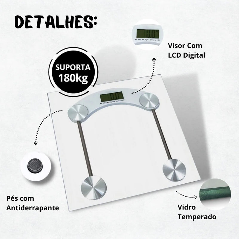 Balança Digital De Vidro Temperado 180kg