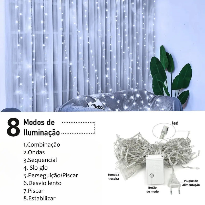 Corda De Luz Led Kit 2 Branco Frio 9M 70 Decoração