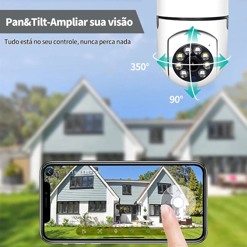 Câmera WIFI S/Fio 360 Com Lampada