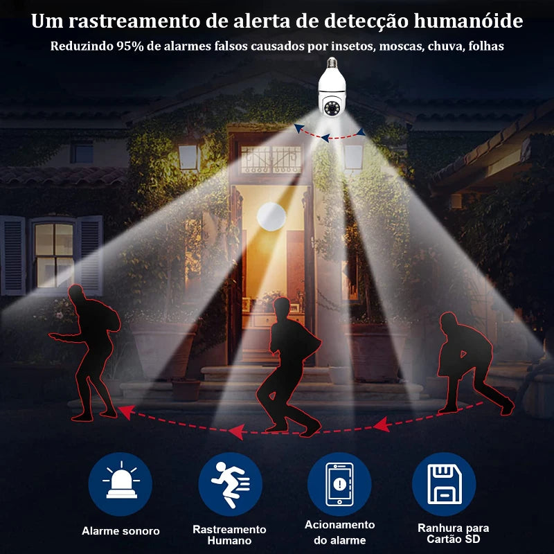 Câmera WIFI S/Fio 360 Com Lampada