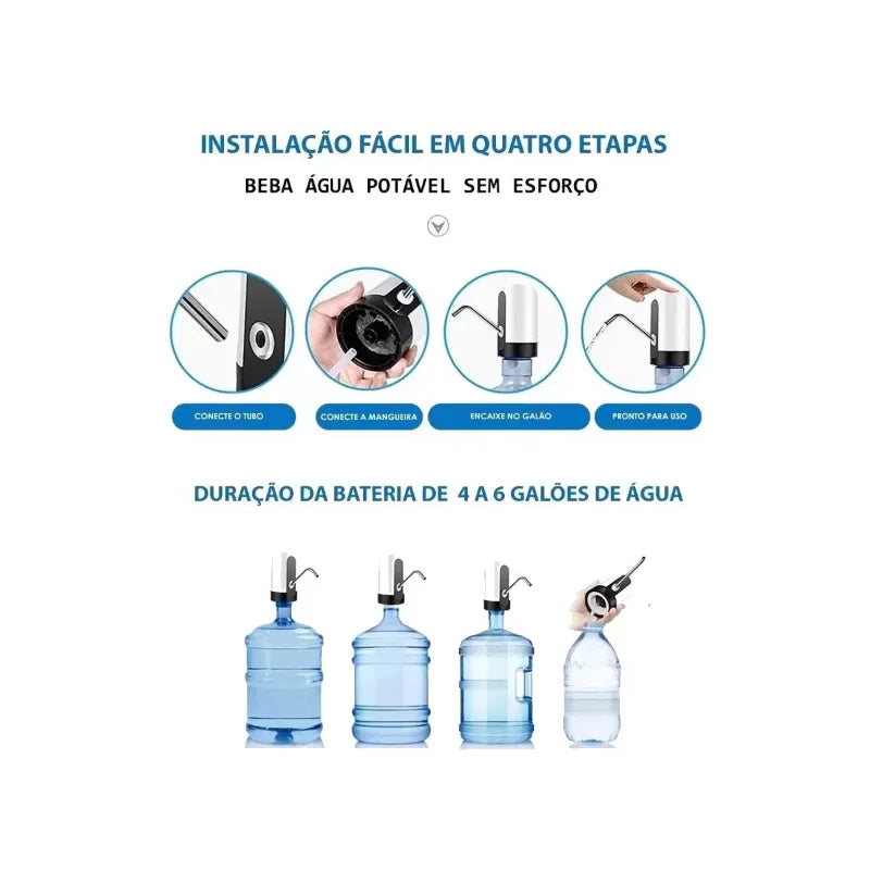 Bomba Elétrica P/Galão De Água S/ Fio Carregador Usb